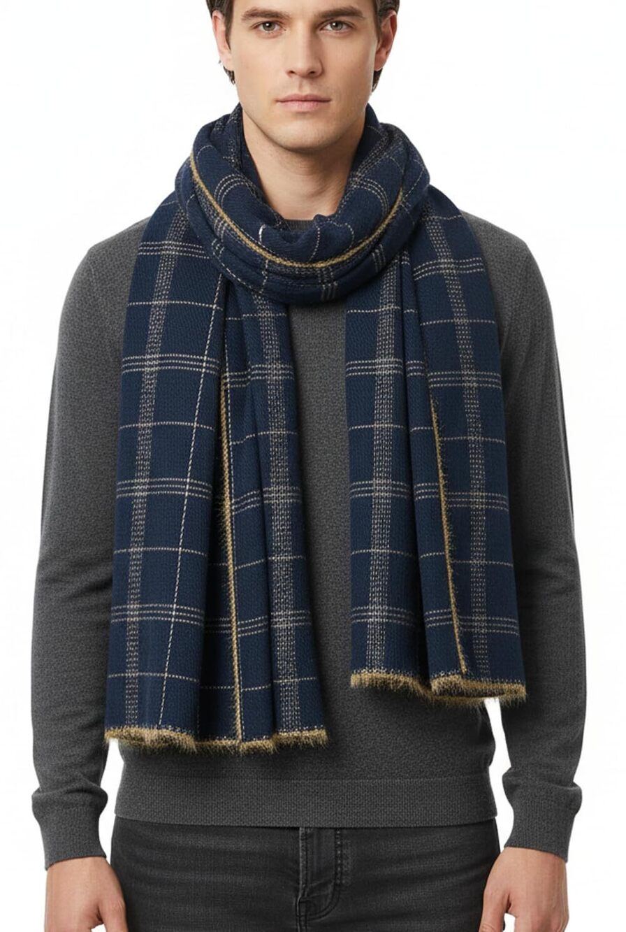5608 Winter Cashmere Scarf Stripes Warm Soft Scarves with Tassel Luxurious